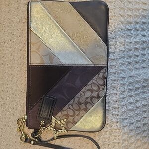 COACH Patchwork Wristlet with Gold Accents
